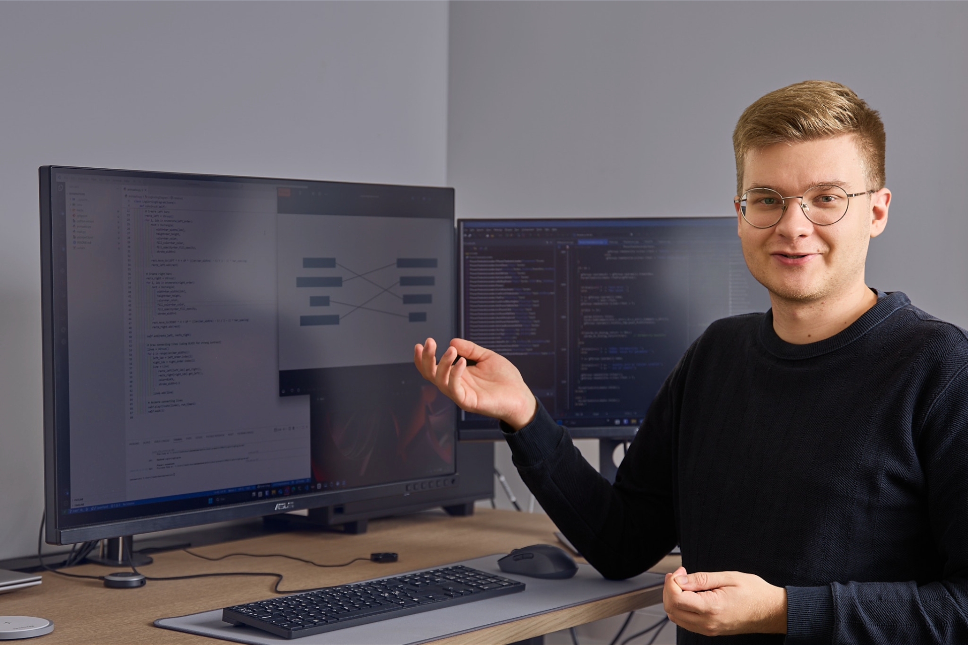 Oskari Keränen at his desk